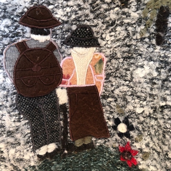 Vintage Cozy Knit Wool Floral Embroidered Country Cottagecore Cardigan Small - Picture 6 of 10